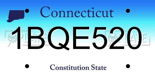 1BQE520 Connecticut License Plate