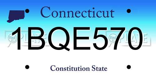 1BQE570 Connecticut License Plate