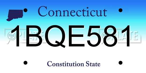 1BQE581 Connecticut License Plate