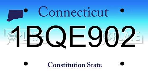 1BQE902 Connecticut License Plate
