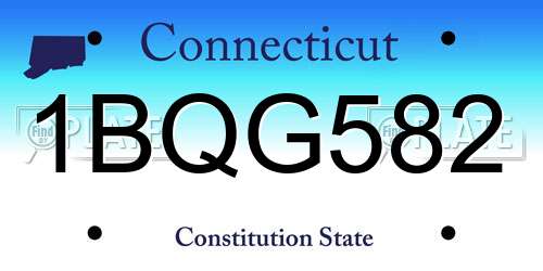 1BQG582 Connecticut License Plate
