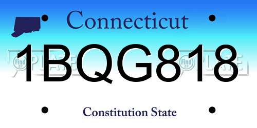 1BQG818 Connecticut License Plate