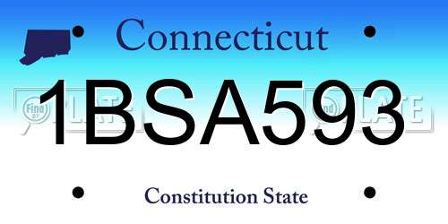 1BSA593 Connecticut License Plate