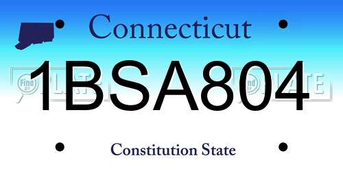 1BSA804 Connecticut License Plate