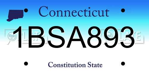 1BSA893 Connecticut License Plate