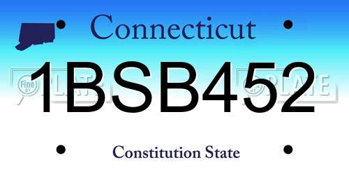 1BSB452 Connecticut License Plate