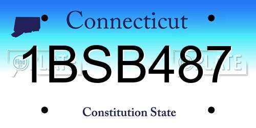 1BSB487 Connecticut License Plate