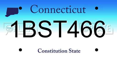 1BST466 Connecticut License Plate