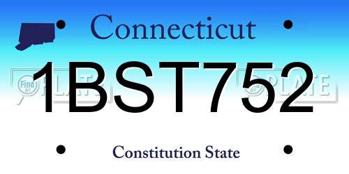 1BST752 Connecticut License Plate