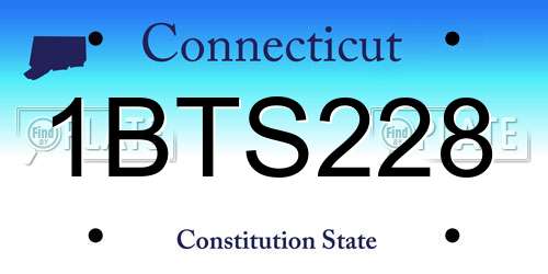 1BTS228 Connecticut License Plate