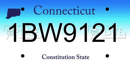 1BW9121 Connecticut License Plate