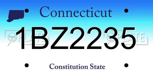 1BZ2235 Connecticut License Plate
