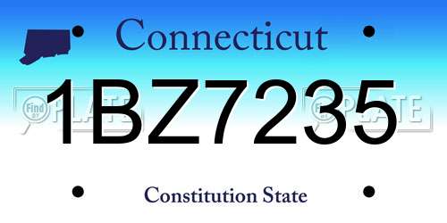 1BZ7235 Connecticut License Plate
