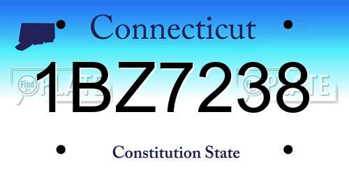 1BZ7238 Connecticut License Plate