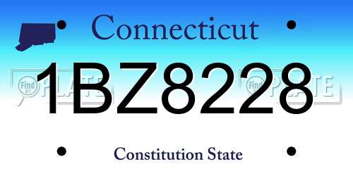 1BZ8228 Connecticut License Plate