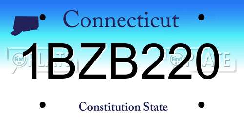 1BZB220 Connecticut License Plate