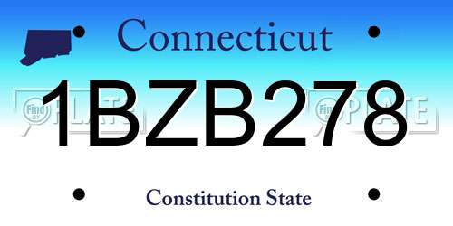 1BZB278 Connecticut License Plate