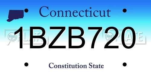 1BZB720 Connecticut License Plate