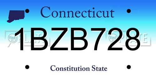 1BZB728 Connecticut License Plate