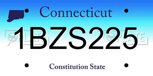 1BZS225 Connecticut License Plate