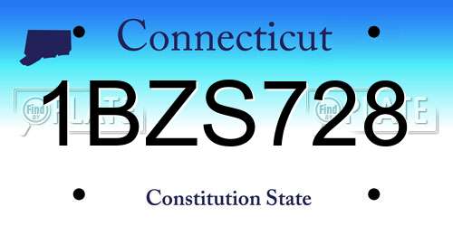 1BZS728 Connecticut License Plate