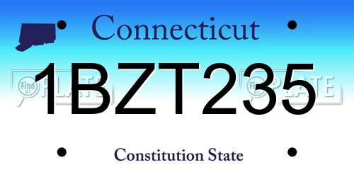 1BZT235 Connecticut License Plate