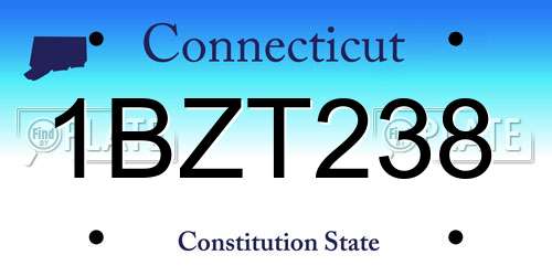1BZT238 Connecticut License Plate
