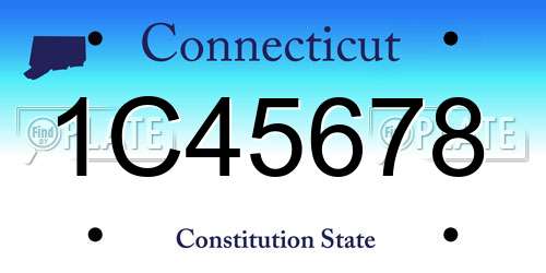 1C45678 Connecticut License Plate