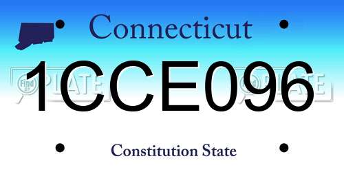 1CCE096 Connecticut License Plate