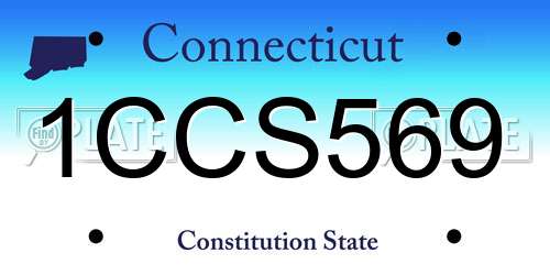 1CCS569 Connecticut License Plate