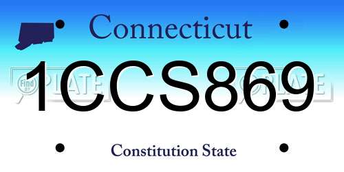 1CCS869 Connecticut License Plate
