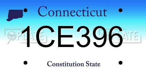 1CE396 Connecticut License Plate