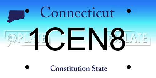1CEN8 Connecticut License Plate