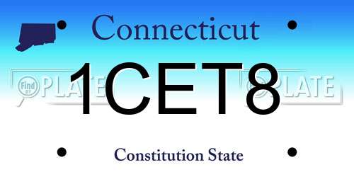 1CET8 Connecticut License Plate
