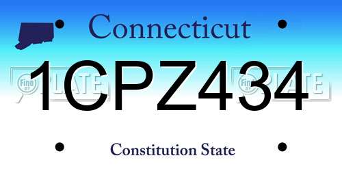1CPZ434 Connecticut License Plate