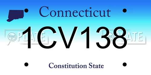 1CV138 Connecticut License Plate