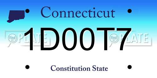 1D00T7 Connecticut License Plate