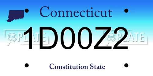 1D00Z2 Connecticut License Plate