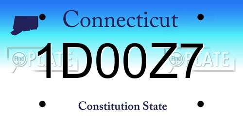 1D00Z7 Connecticut License Plate
