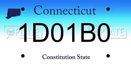 1D01B0 Connecticut License Plate