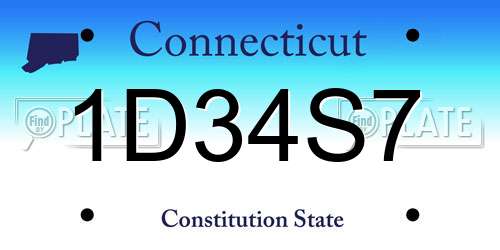 1D34S7 Connecticut License Plate