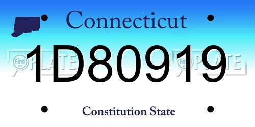 1D80919 Connecticut License Plate