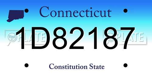 1D82187 Connecticut License Plate