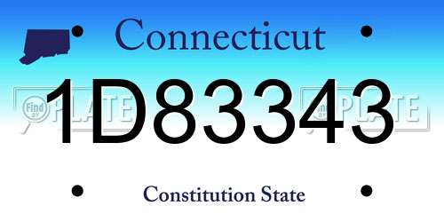 1D83343 Connecticut License Plate