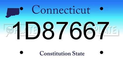 1D87667 Connecticut License Plate