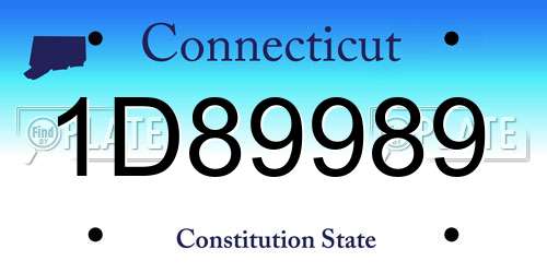 1D89989 Connecticut License Plate