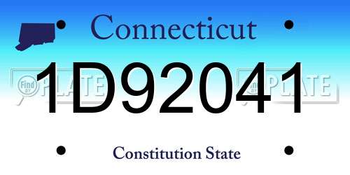 1D92041 Connecticut License Plate