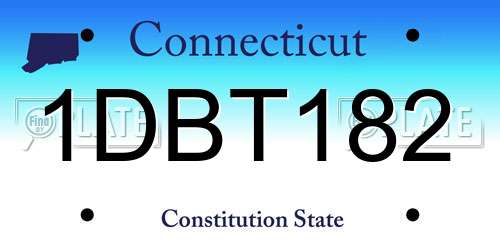 1DBT182 Connecticut License Plate