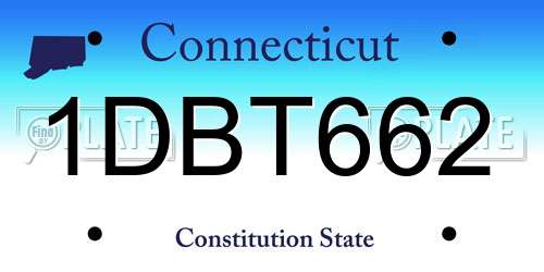 1DBT662 Connecticut License Plate