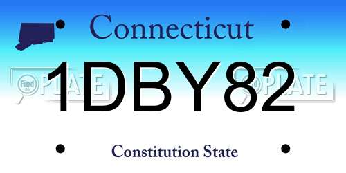 1DBY82 Connecticut License Plate
